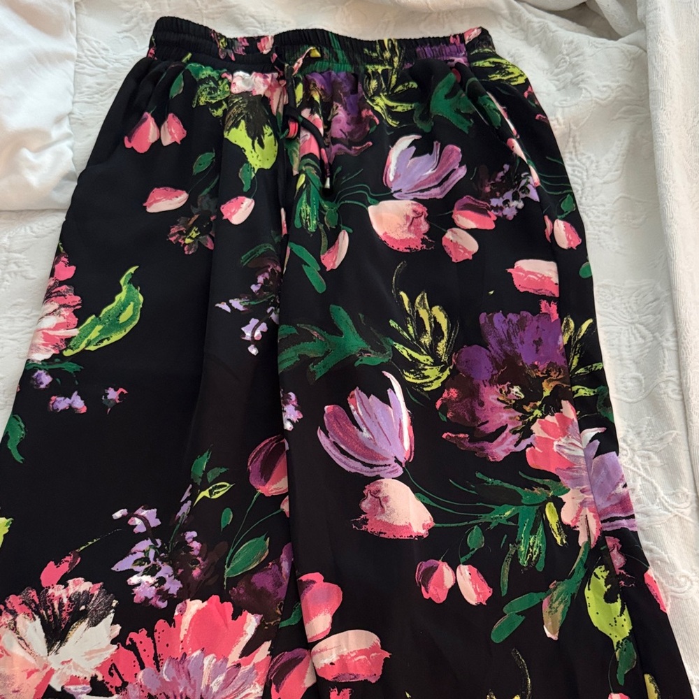 Entro Black Skirt with Vibrant Floral Design